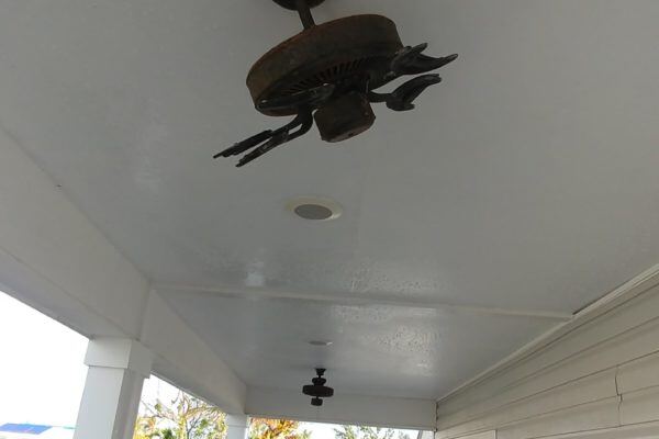 modular home porch affected by hurricane